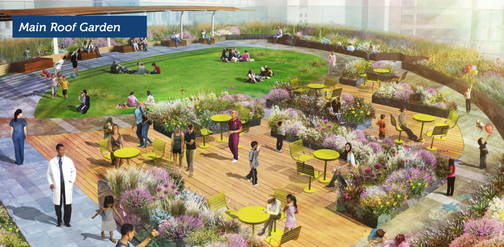 A rendering of the rooftop garden planned for Boston Children’s Hospital’s main building. (Courtesy Boston Children's Hospital)