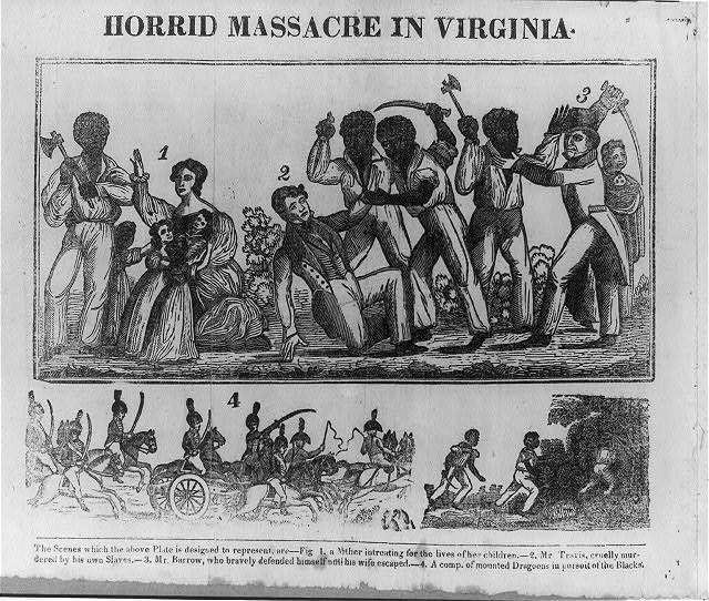 A woodcut illustration depicting Nat Turner's rebellion in 1831. (Library of Congress)