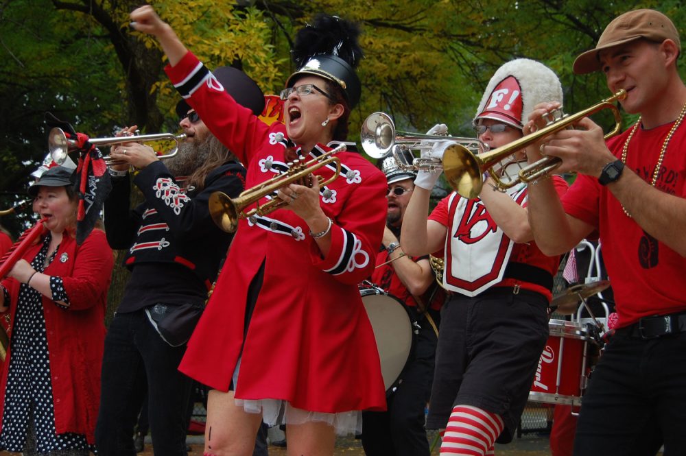 Forward! Marching Band from Wisconsin performs at the Honk Festival in Somerville's Kenney Park on Saturday. (Greg Cook for WBUR)