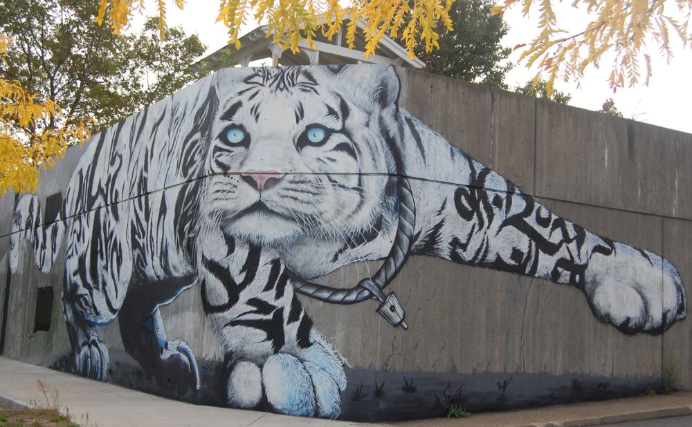 Graffiti mural at O’Bryant School of Mathematics and Science. (Greg Cook)