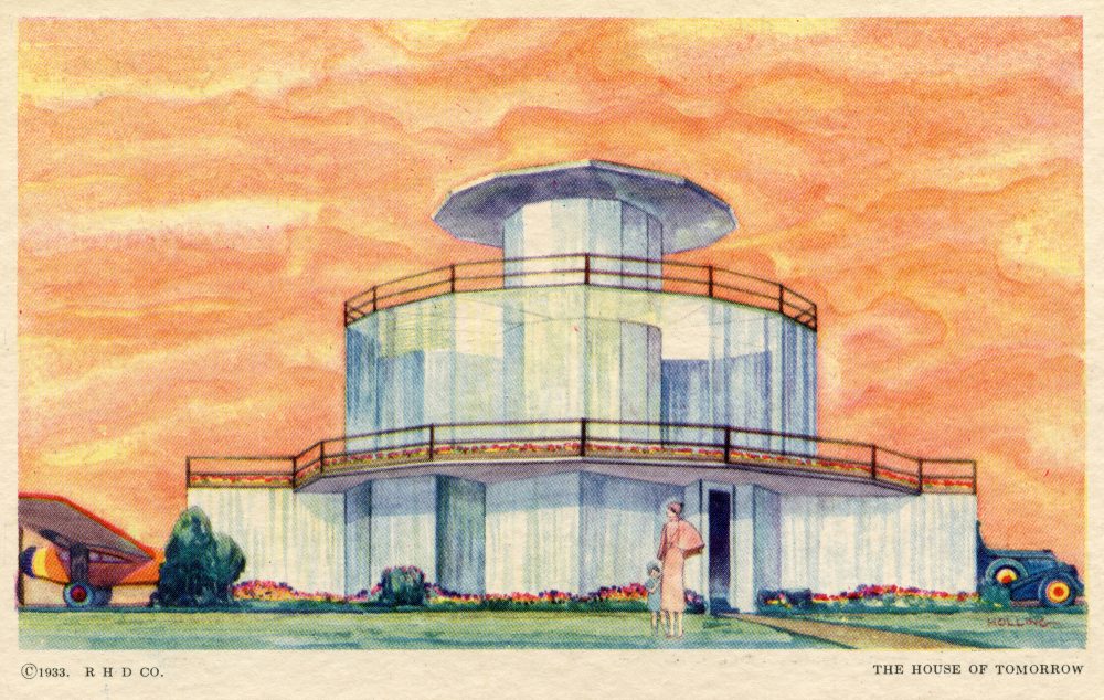 A rendering of the "House of Tomorrow." The house was designed and built for the 1933 Chicago World's Fair's Century of Progress Exhibition. (Courtesy Collection of Steven R. Shook)