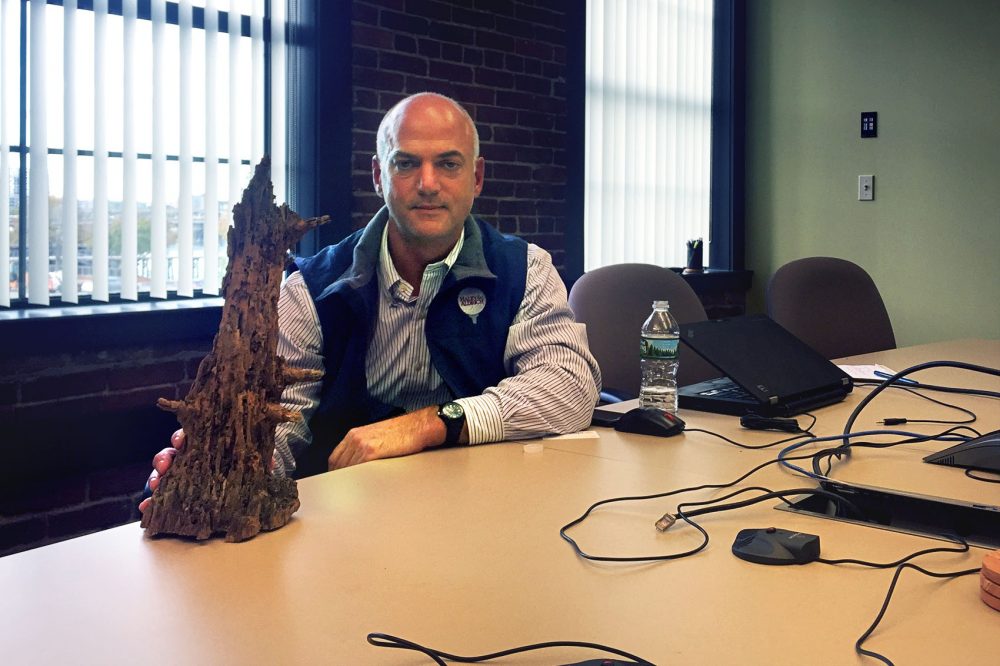 Mike Atwood, from Haley &amp; Aldrich, in his office. (Fred Thys/WBUR)