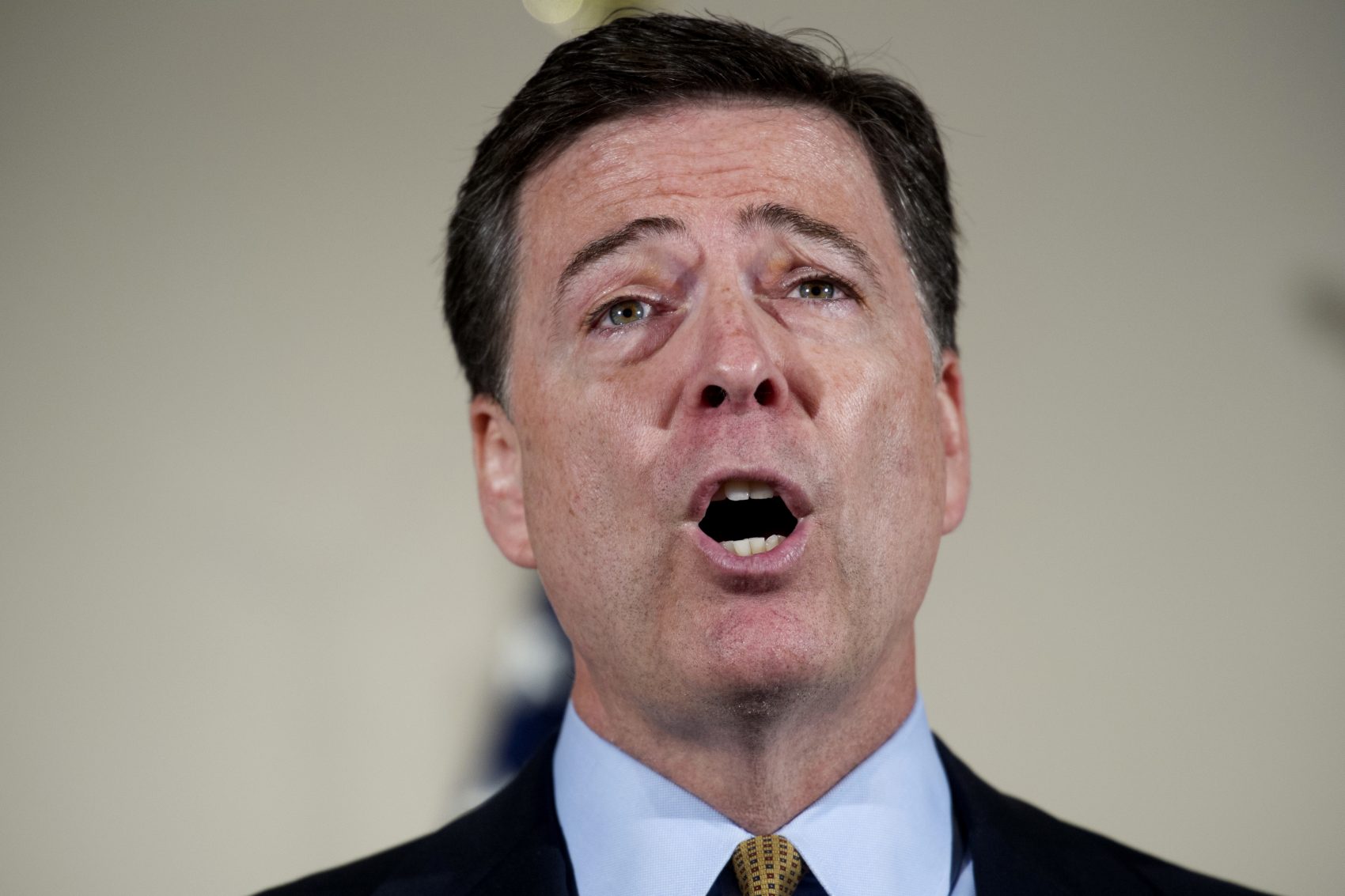 FBI Director James Comey pictured on July 5, 2016 at FBI Headquarters in Washington. (Cliff Owen/AP)