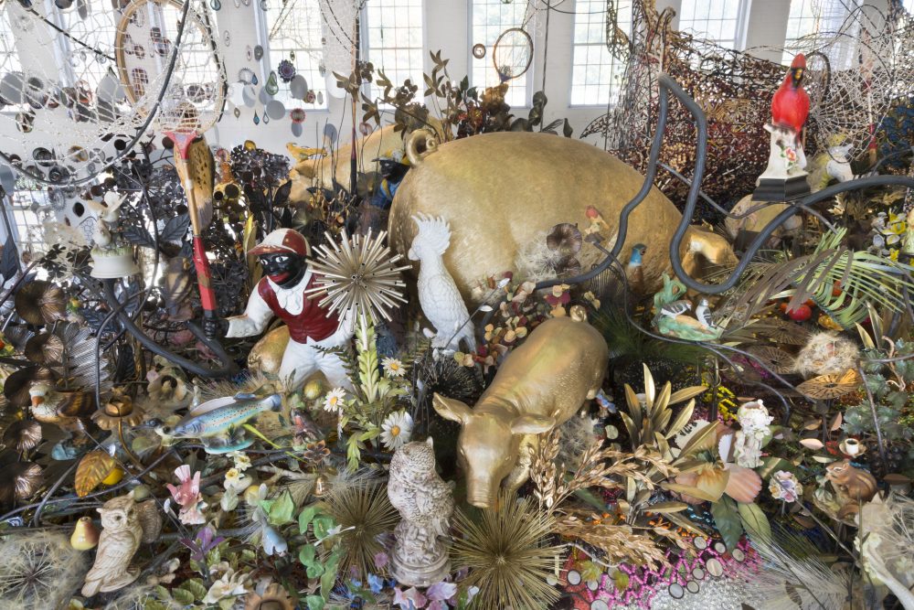 Nick Cave's &quot;Until&quot; includes 17 lawn jockeys in the image of a crude racial caricature. (Courtesy Douglas Mason/MASS MoCA)
