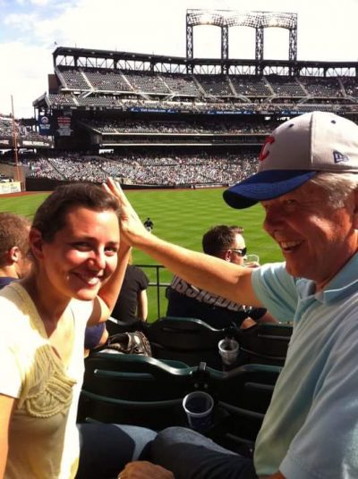 The author and her dad pictured at a Cubs vs. Mets game at Citi Field in New York on September 10, 2011. (Courtesy)