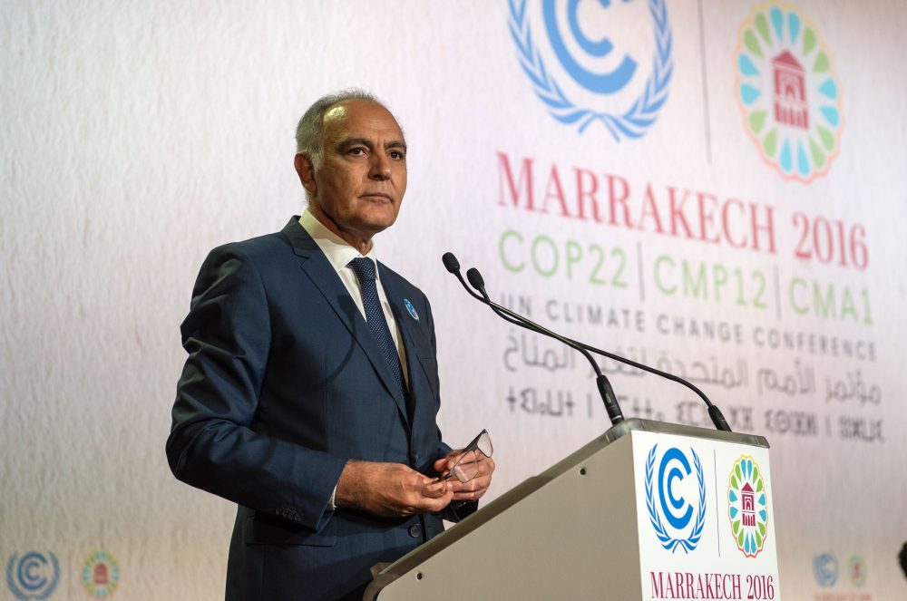 COP22 president Salaheddine Mezouar delivers a speech during the opening session of the COP22 climate talks in Marrakech, Morocco, on Nov. 7, 2016. (Fadel Senna/AFP/Getty Images)