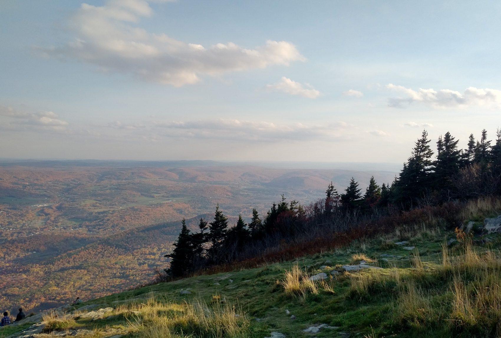 The view from Mount Greylock looking east into the town of Adams. (Bob Shaffer/WBUR)