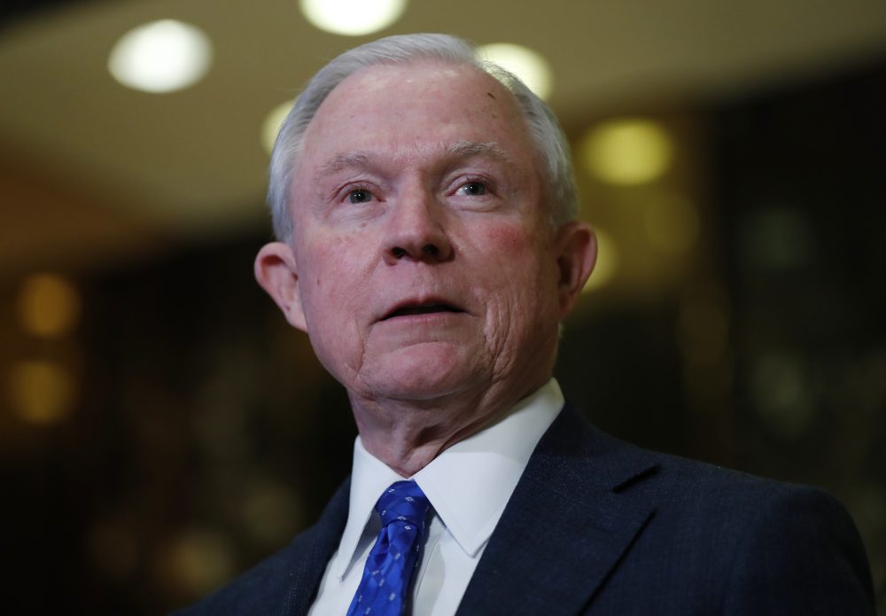 In this photo taken Nov. 17, 2016, Sen. Jeff Sessions, R-Ala. speaks to media at Trump Tower in New York. President-elect Donald Trump has picked Sessions for the job of attorney general. (Carolyn Kaster/AP)