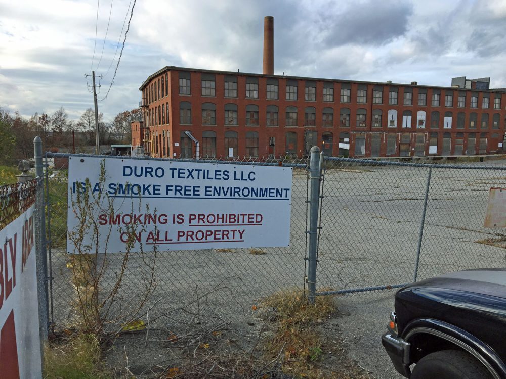Duro Textiles shut down last summer and its 157 workers were laid off. Its Fall River factory now sits vacant. (Anthony Brooks/WBUR)