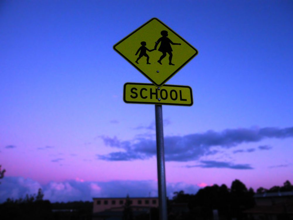 A school crossing sign. (Kelly Hunter/Flickr)