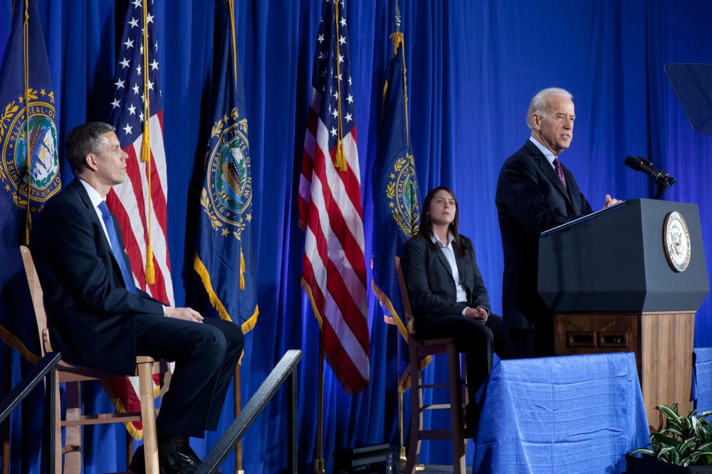 Vice President Joe Biden and Secretary of Education Arne Duncan deliver remarks at the University of New Hampshire, in Durham, NH, April 4, 2011. (Official White House Photo by David Lienemann).