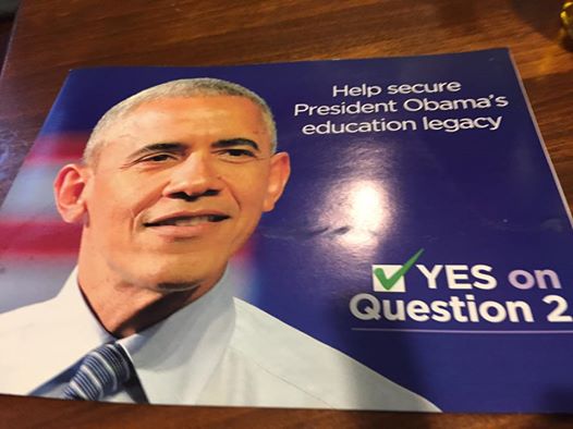 A pro-charter group's mailing features President Barack Obama's image and mentions his &quot;education legacy.&quot;