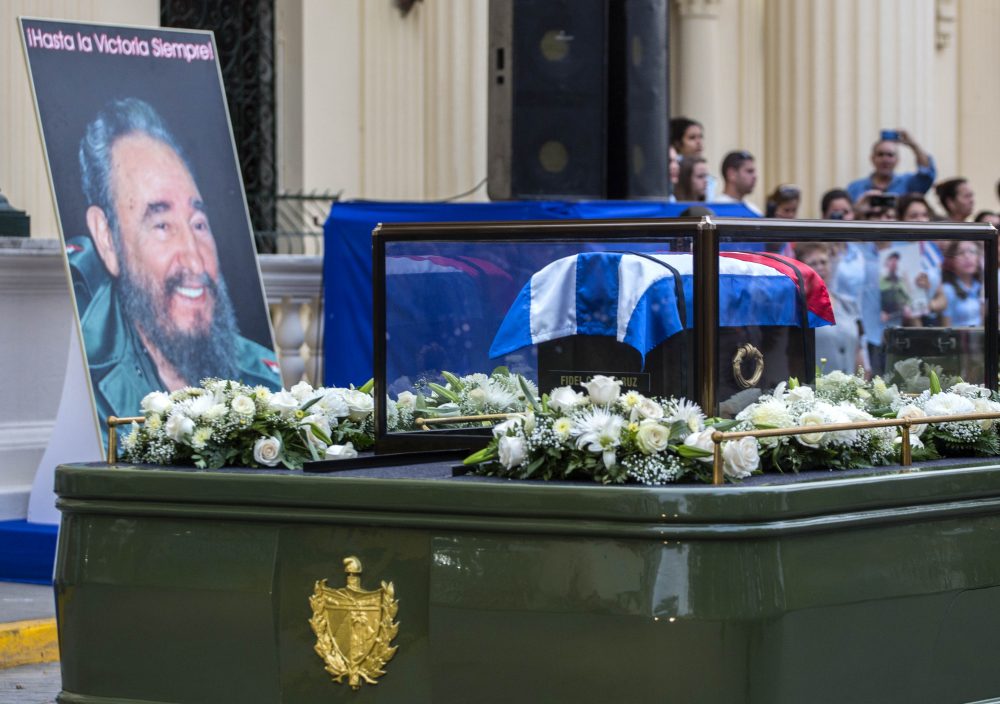 The funeral procession carrying the ashes of Fidel Castro leaves the town of Santa Clara, Cuba, Thursday, Dec. 1, 2016. (Desmond Boylan/AP)
