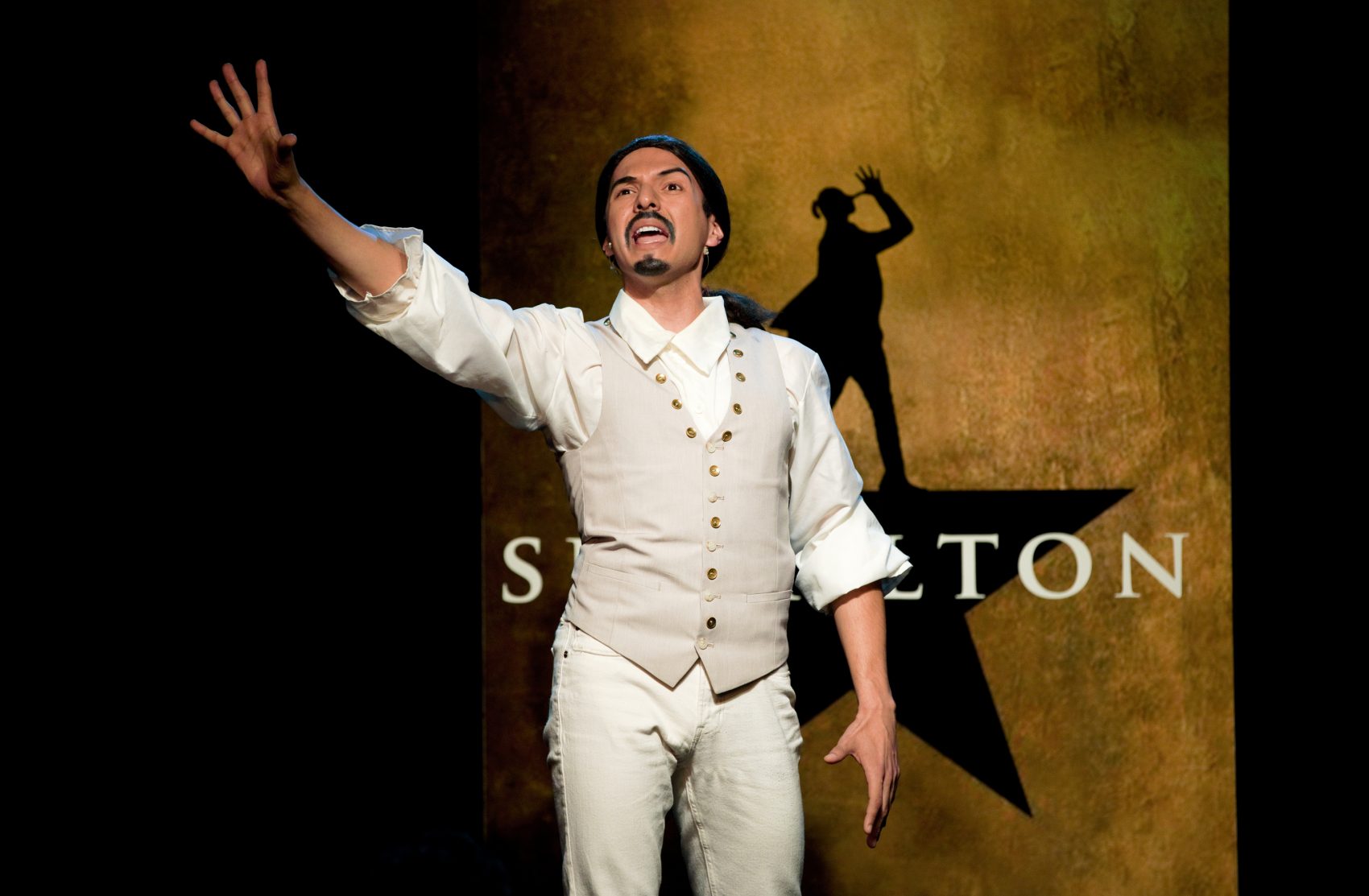 Dan Rosales in a scene from "Spamilton" at the Triad. (Carol Rosegg)