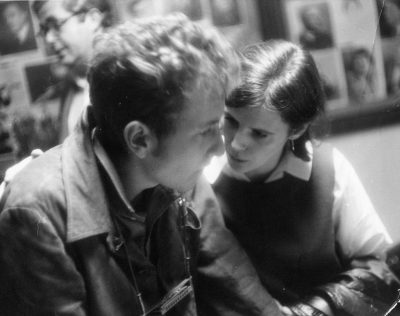 Betsy Siggins and Bob Dylan backstage at Jordan Hall in Boston. (Courtesy Dick Waterman)