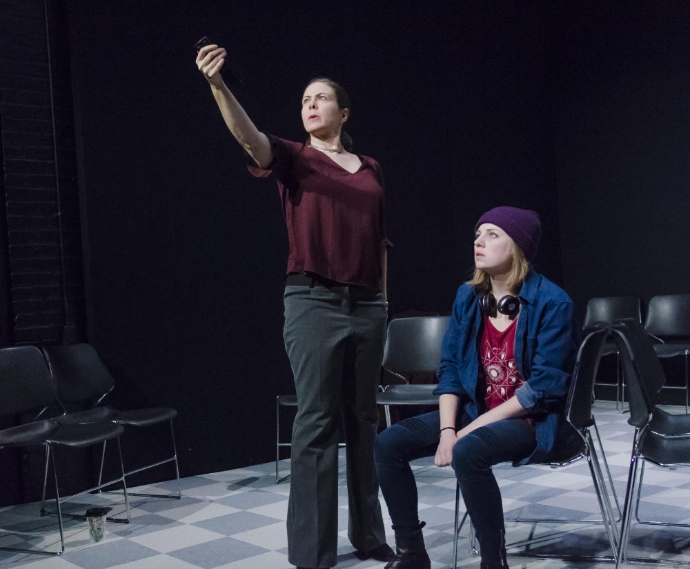 Christine Power and Abby Knipp in Boston Playwrights' Theatre production of &quot;Faithless.&quot; (Courtesy Kalman Zabarsky/Boston Playwrights' Theatre)
