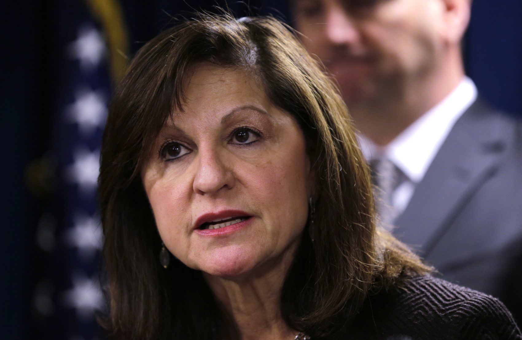 U.S. Attorney Carmen Ortiz speaks during a news conference in Boston earlier this year. (Charles Krupa/AP)
