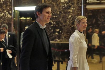 Jared Kushner and his wife Ivanka Trump walk through the lobby of Trump Tower in New York last month. (Richard Drew/AP)