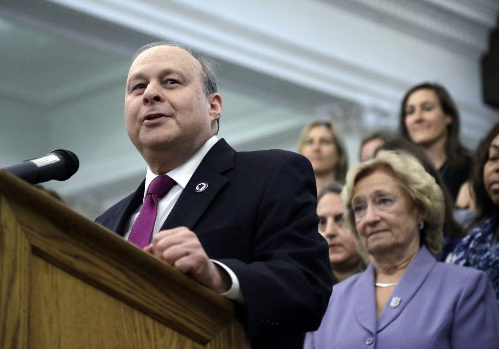 Massachusetts Senate President Stan Rosenberg speaks during a bill signing ceremony at the Statehouse, Monday, Aug. 1, 2016, in Boston. Rosenberg said he would support an investigation into allegations his husband sexually harassed other men. (Elise Amendola/AP)