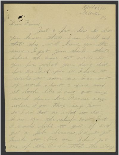 Seventeen years after he was freed, Harold wrote to Homer. (Courtesy of Albert and Shirley Small Special Collections Library, University of Virginia)
