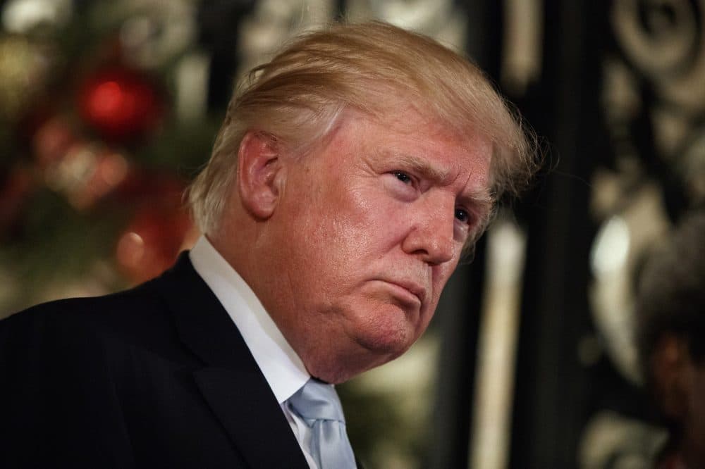 President-elect Donald Trump listens to a question as he speaks to reporters at Mar-a-Lago, in Palm Beach, Fla., on Dec. 28, 2016. (Evan Vucci/AP)