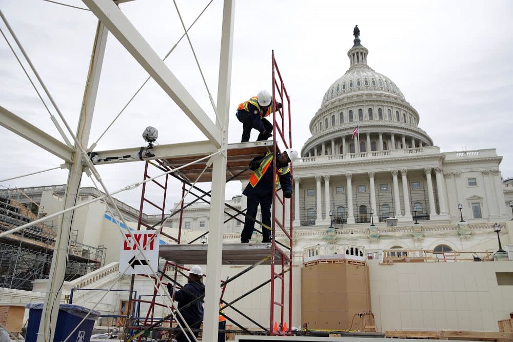Construction of scaffolding at the West Front of the Capitol on Dec. 8, 2016 on Capitol Hill in Washington, D.C. (Alex Wong/Getty Images)