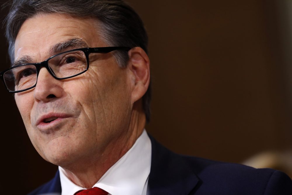 Former Texas Gov. Rick Perry, President-elect Donald Trump's choice for secretary of energy, testifies during his confirmation hearing before the Senate Committee on Energy and Natural Resources on Capitol Hill on Jan. 19, 2017 in Washington, D.C. (Aaron P. Bernstein/Getty Images)
