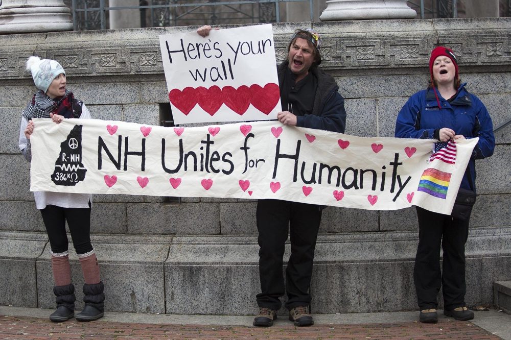 Protesters gather on Boston Common Friday. (Jesse Costa/WBUR)