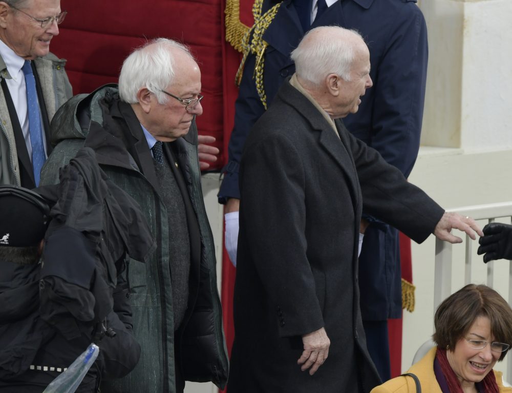 Senator Bernie Sanders I-Vt. and Senator John McCain R-Ariz. arrive for the 58th Presidential Inauguration for President-elect Donald Trump at the U.S. Capitol. (Susan Walsh/AP)