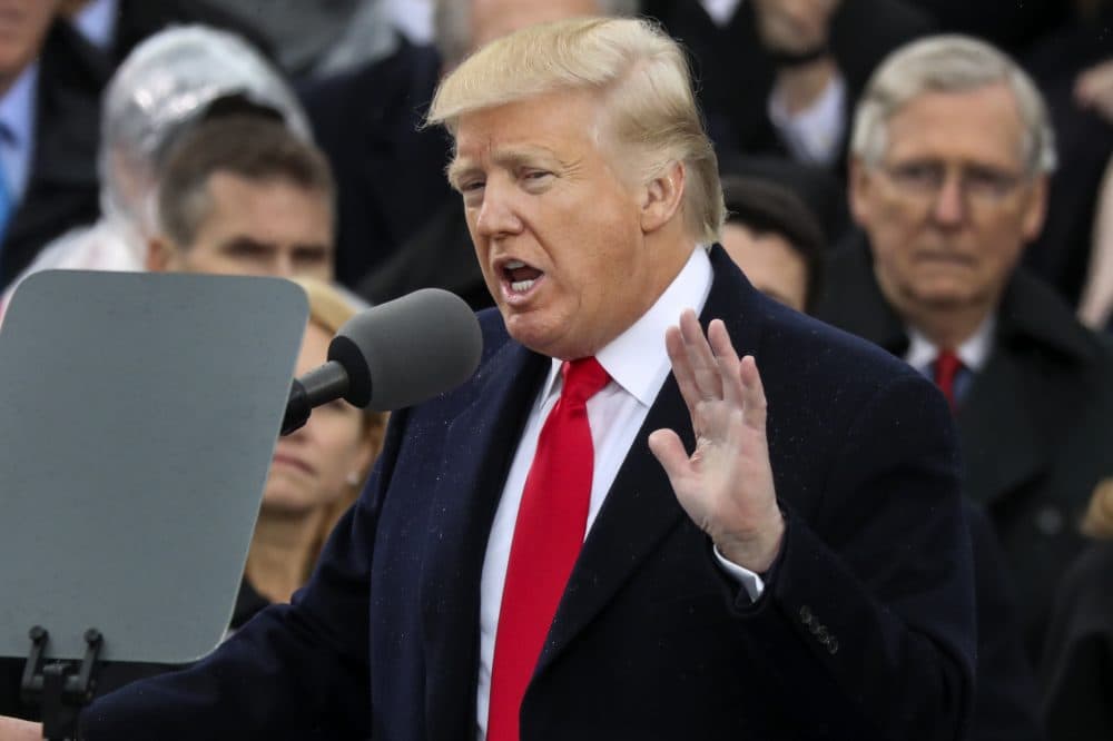 President Donald Trump speaks after being sworn in as the 45th president of the United States. (Andrew Harnik/AP)