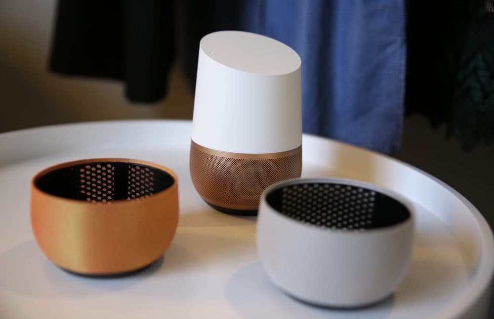 A Google Home unit is on display following a product event in October 2016 in San Francisco. (Eric Risberg/AP)