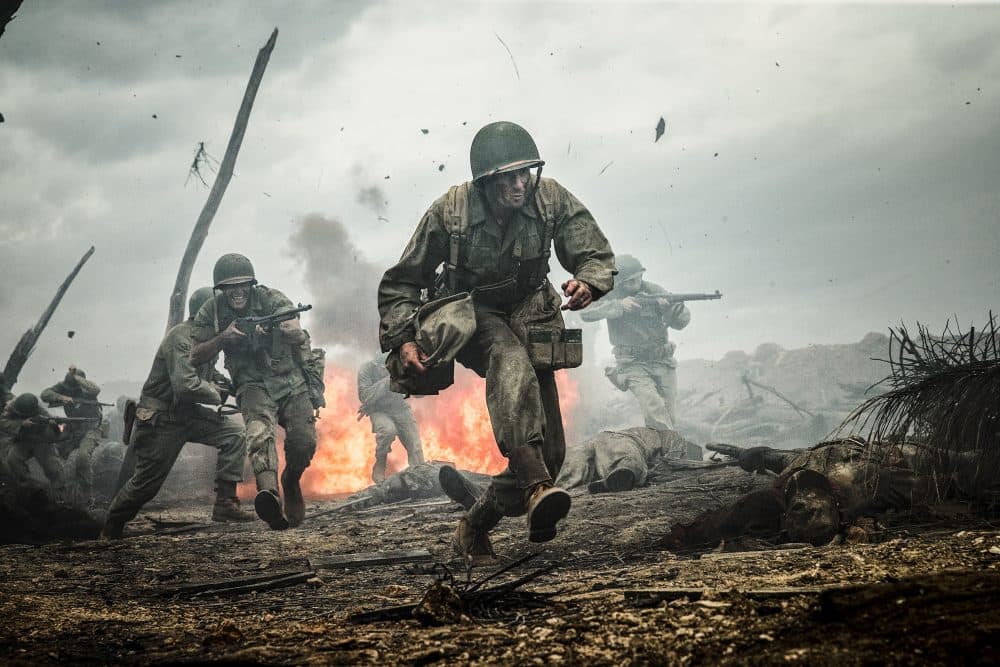 This image released by Summit shows Andrew Garfield in a scene from &quot;Hacksaw Ridge.&quot; The film was nominated for an Oscar for best picture. (Mark Rogers/Summit via AP)