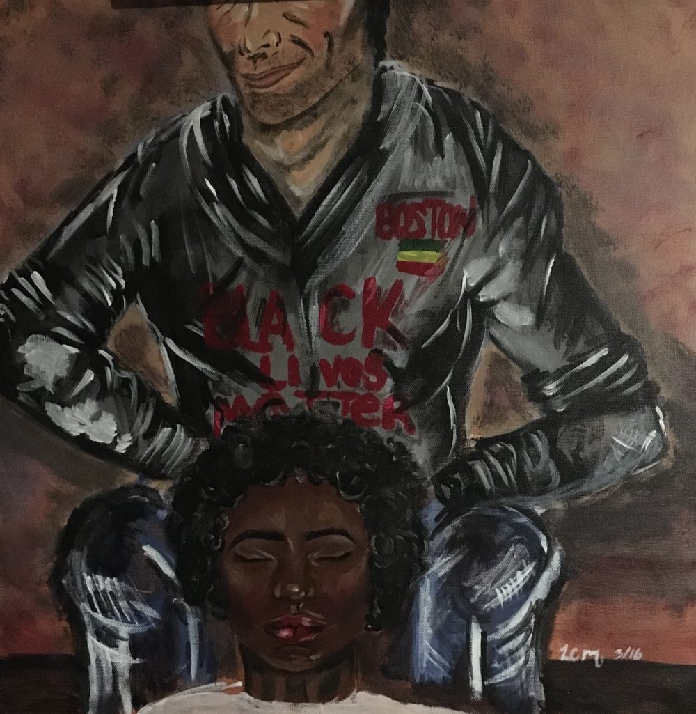 Elcie Merck, of Dorchester, painted &quot;Black Moms Matter,&quot; for the MFA's HOMiE exhibition. (Courtesy Museum of Fine Arts, Boston)