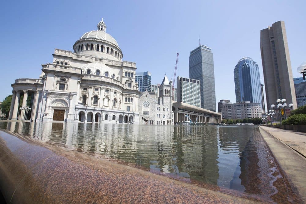 The Christian Science Center reflecting pool. (Joe Difazio for WBUR)