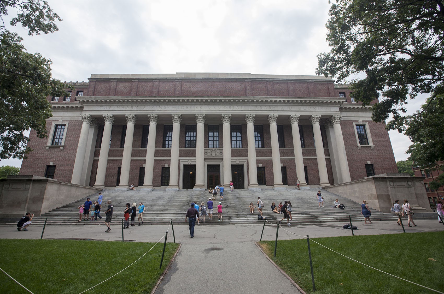 Widener Library in Harvard Yard. (Joe Difazio for WBUR)