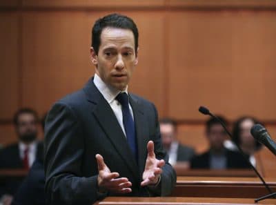 ACLU attorney Matt Segal arguing that the Mass. Supreme Judicial Court should vacate the cases of about 20,000 defendants that could have been wrongfully convicted based on evidence tainted by former state chemist Annie Dookhan last year. (Angela Rowlings/Boston Herald via AP)