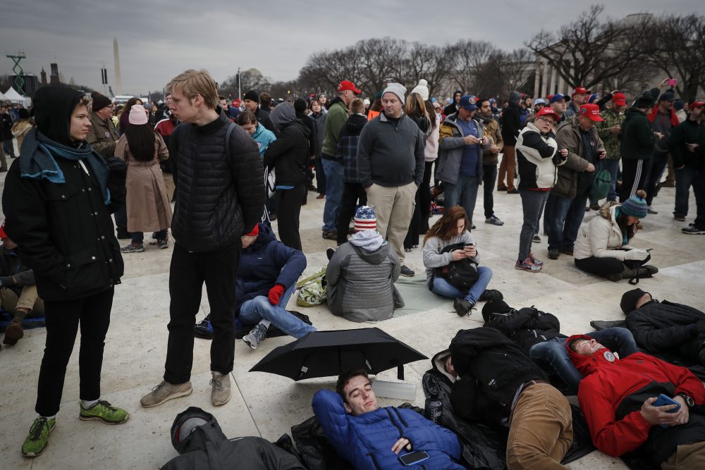 Spectators gather on the National Mall. (John Minchillo/AP)