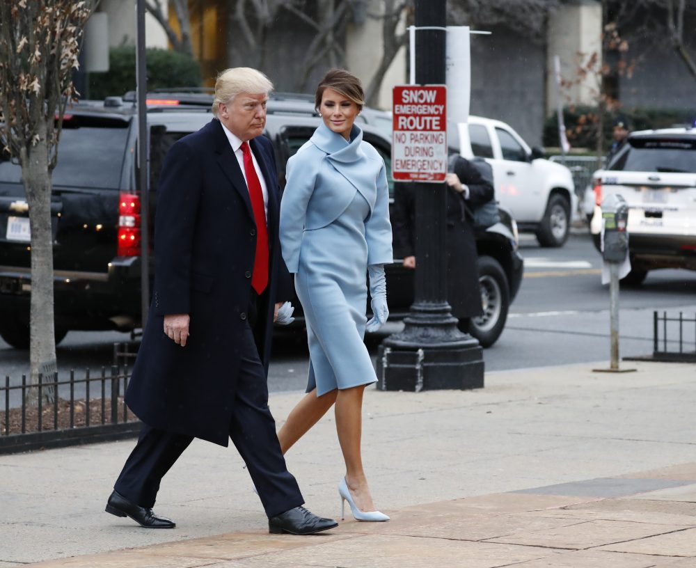 President-elect Donald Trump and his wife Melania arrive for a church service at St. John’s Episcopal Church across from the White House Friday morning. (Alex Brandon/AP)