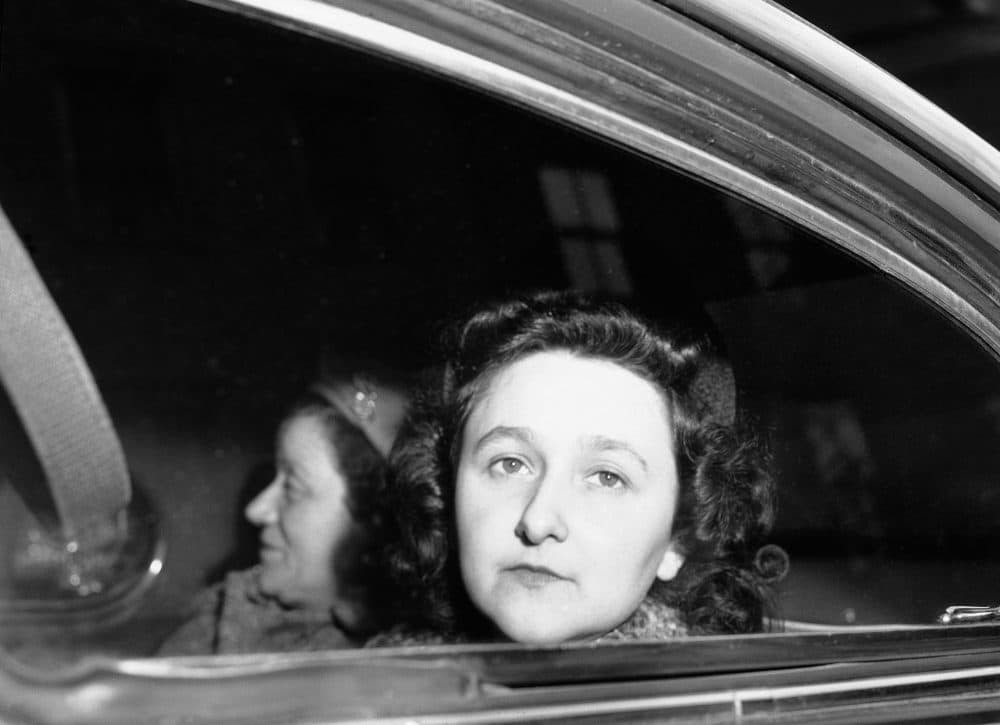 Ethel Rosenberg sits in car as she starts her trip to Sing Sing prison, April 11, 1951. (Anthony Camerano/AP)