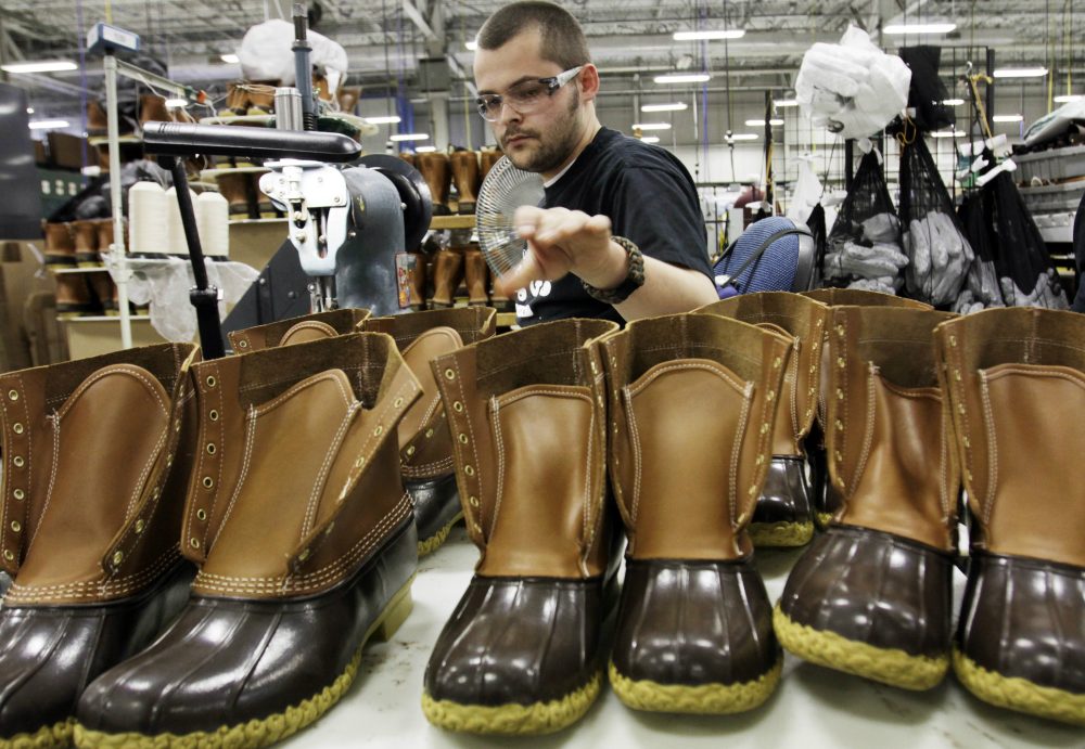 Boycott Bean? Pictured: Stitching boots in the facility where LL Bean boots are assembled in Brunswick, Maine. (Pat Wellenbach/AP)