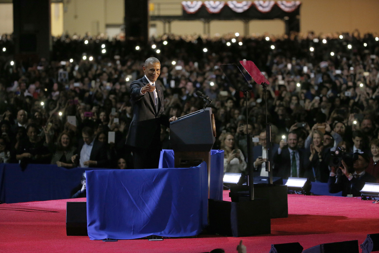 President Barack Obama speaks at McCormick Place in Chicago, Tuesday, Jan. 10, 2017, giving his presidential farewell address. (Nam Y. Huh/AP)