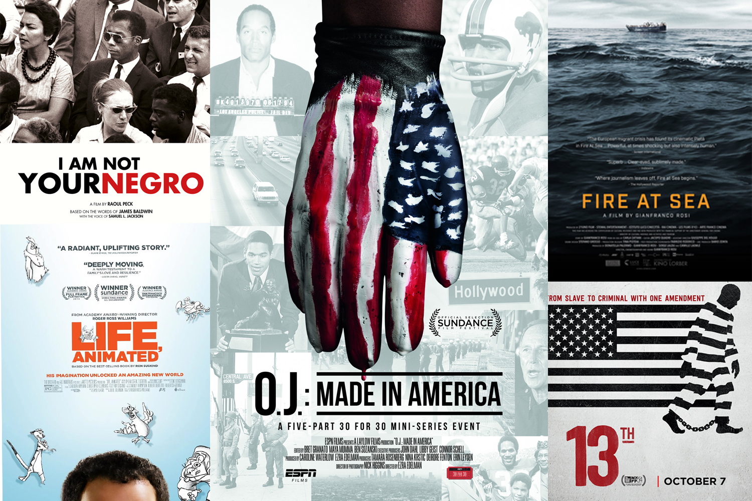 The posters of the nominated documentary film features in 2017. (Courtesy the Studios)