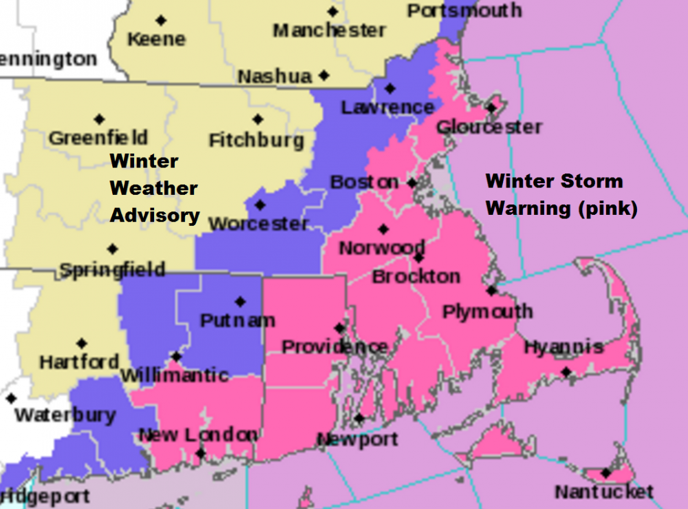 Winter Storm Warnings for the area. (Courtesy NOAA)