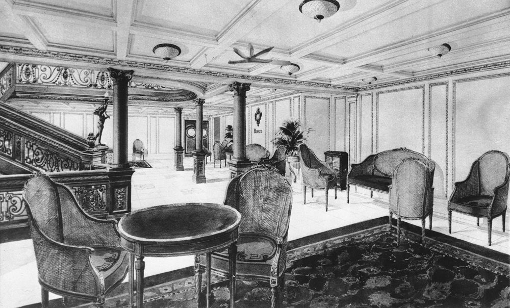 Interior view of the RMS Titanic, showing a restaurant reception room, date unknown. (AP Photo)