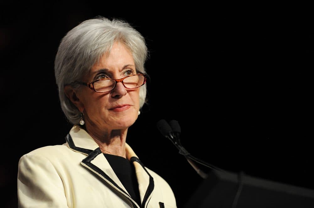 Kathleen Sebelius, then Health and Human Services secretary, at an event in May 2014 in National Harbor, Md. (Patrick Smith/Getty Images)