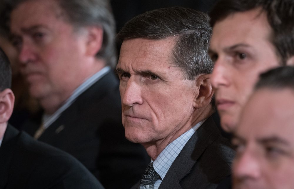 Michael Flynn, President Trump's national security adviser, attends a press conference by Canada's Prime Minister Justin Trudeau and Trump in the East Room of the White House on Feb. 13, 2017 in Washington. (Mandel Ngan/AFP/Getty Images)