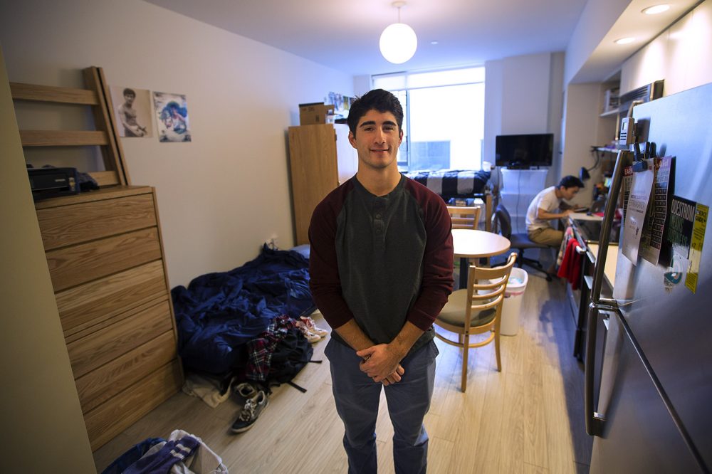 Timothy Jennings, a junior at Boston University, lives on the first floor of the building. (Jesse Costa/WBUR)