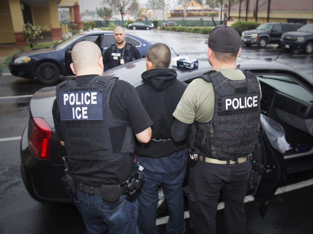 ICE officials arrest a foreign national in Los Angeles on Feb. 7, 2017. (Charles Reed/U.S. Immigration and Customs Enforcement via AP)