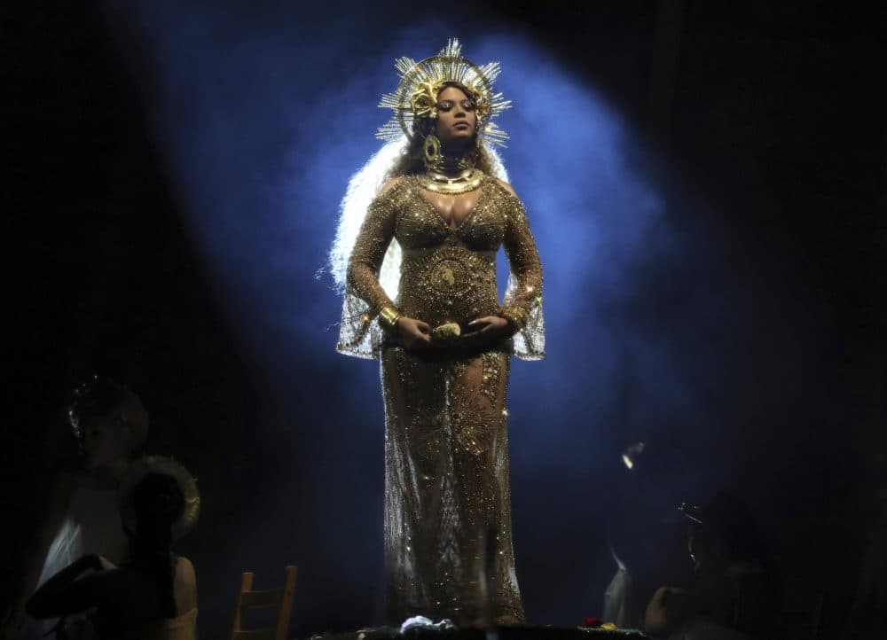 Beyoncé performs at the 59th annual Grammy Awards. (Matt Sayles/Invision/AP)