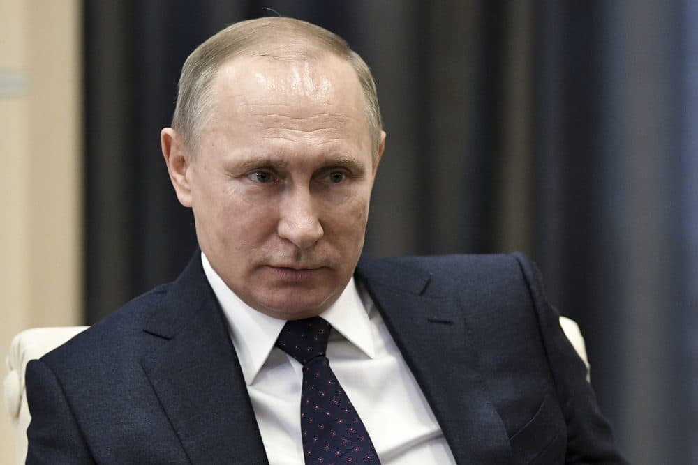 Russian President Vladimir Putin listens during a meeting in Moscow on Monday. (Alexei Nikolsky, Sputnik/Kremlin Pool Photo via AP)